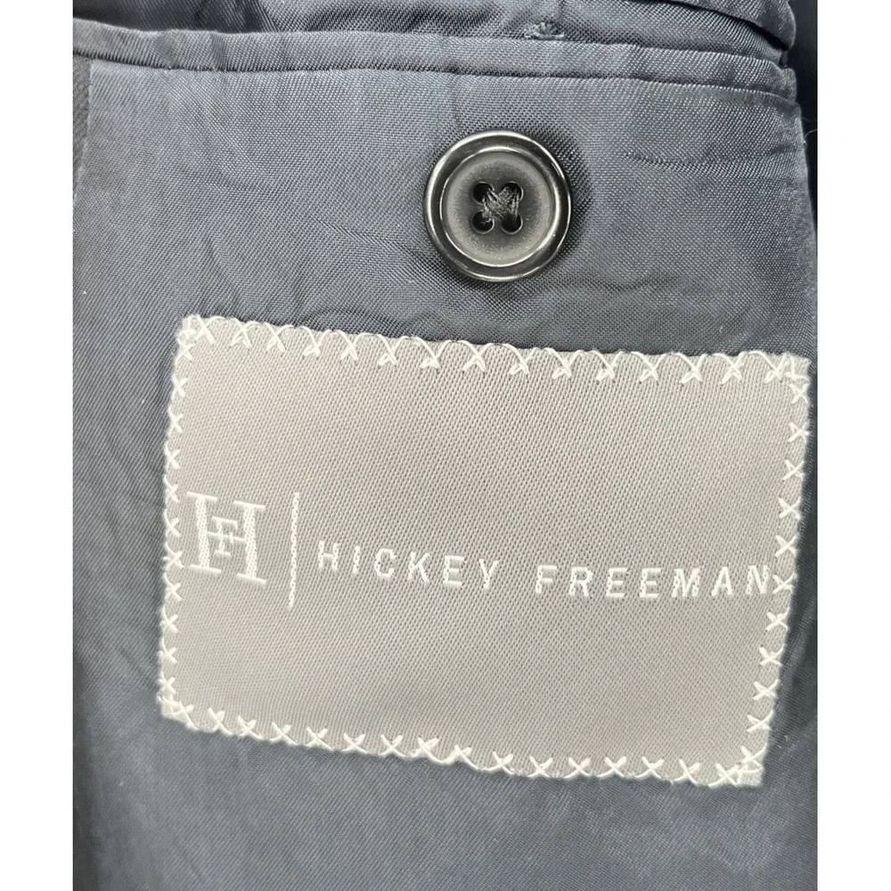 Hickey Freeman Loro Piana Mens Blazer 100% Wool Sz 46L Black Super‎ 130s